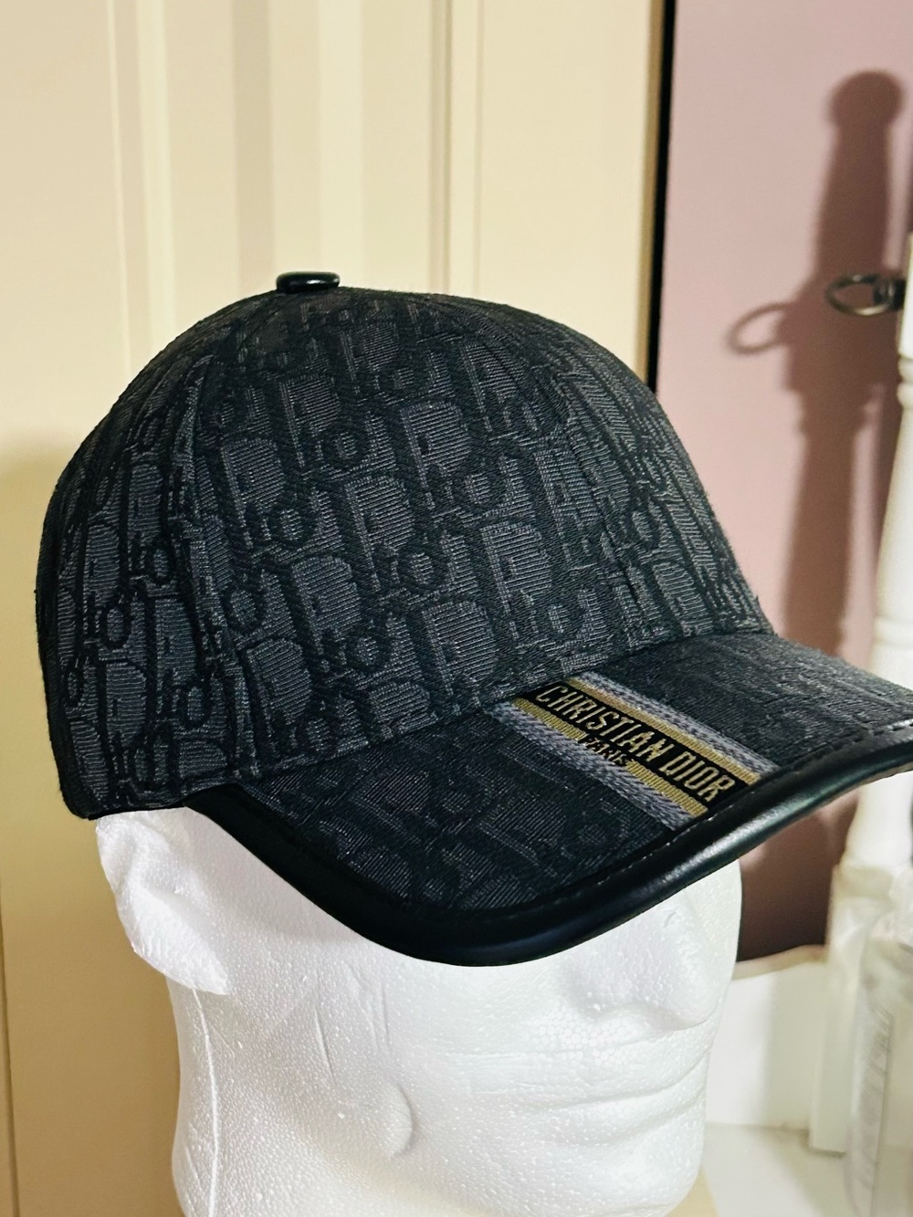 Dior Black Monogram Jacquard Baseball Cap with Logo Patch